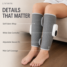 Wireless heat + air compression for tired, heavy calves.