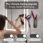 Livvaya FlexDry Pro™ 2-in-1 Hands-Free Hair Dryer Stand & Wall Mount