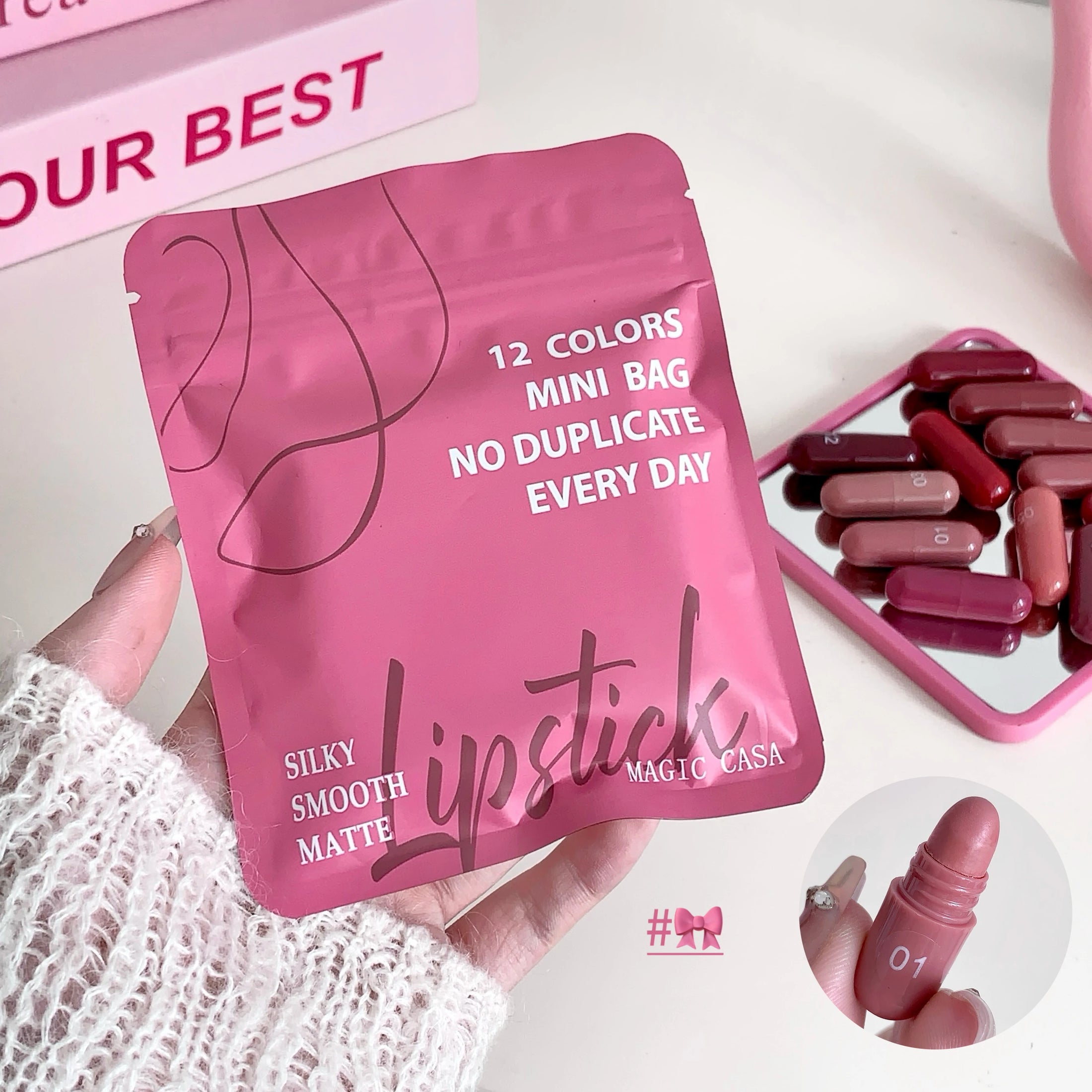 Twelve-piece matte lip colour collection