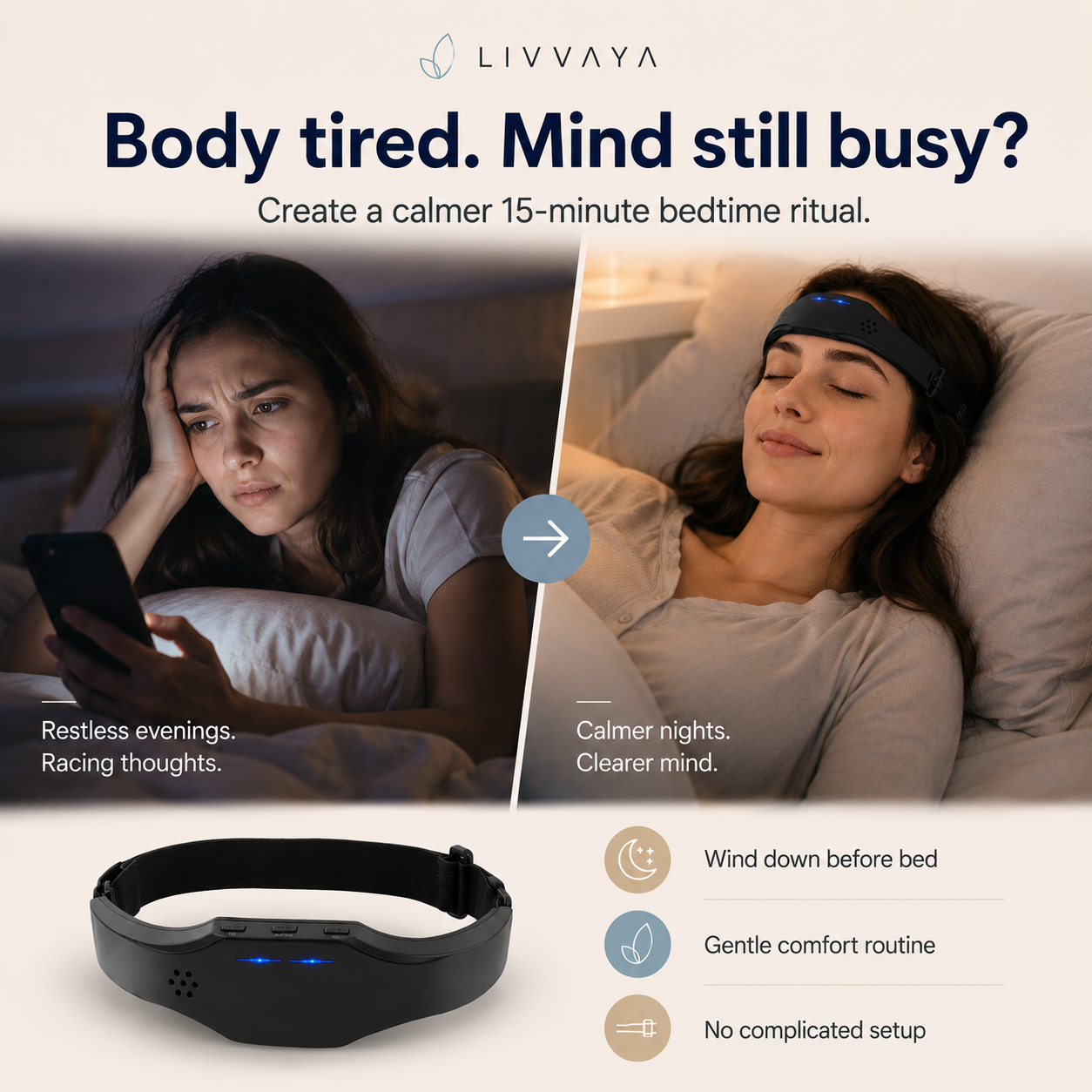 Livvaya CalmBand™ — Head Relaxation & Sleep Routine Device